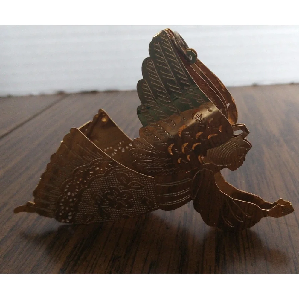 Hallmark Christmas Ornament FESTIVE ANGEL 1989 Dimensional Brass